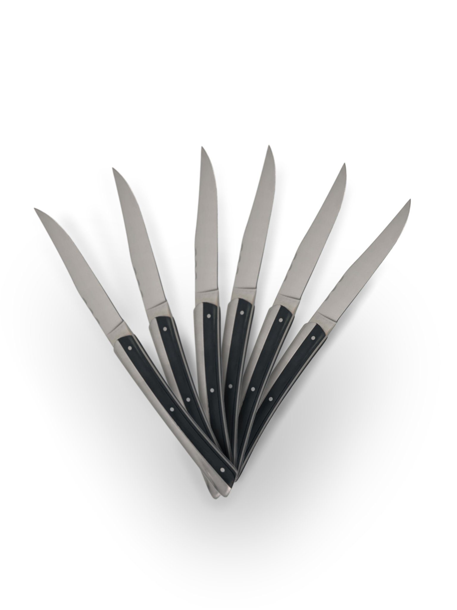 Morleos Steakmesser 6x Steakmesser Glattschliff Edelstahl Grillbesteck steak knife black