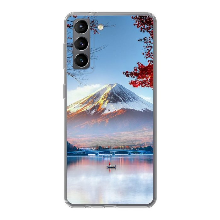 MuchoWow Handyhülle Der japanische Berg Fuji in Asien im Herbst Phone Case Handyhülle Samsung Galaxy S21 Silikon Schutzhülle