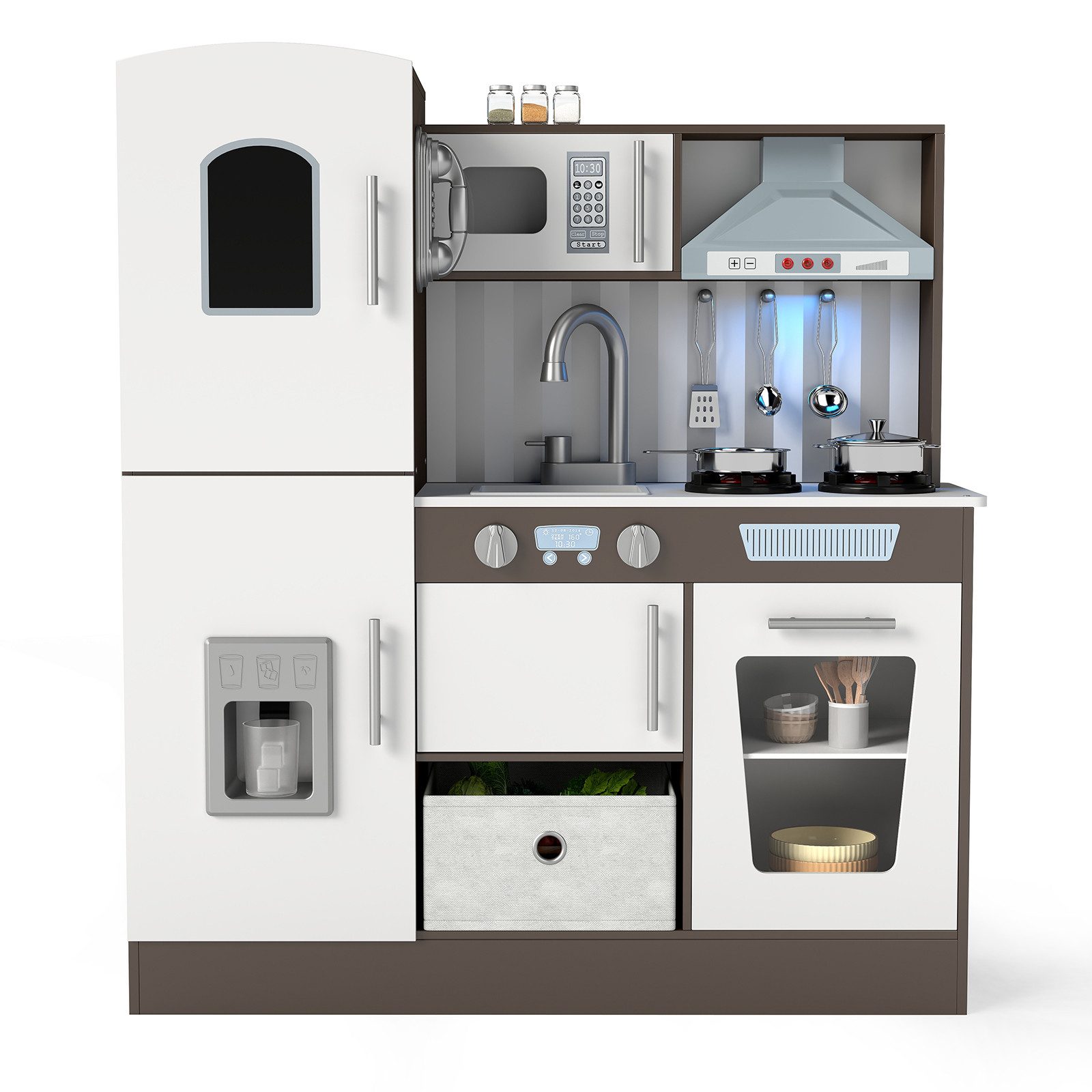 JOYLDIAS Spielküche Kinder-Küchenset, Küchen-Spielzeugsets für Kinder ab 3 Jahren MDF, Puppenküche mit Klang, Licht und weiteren Funktionen