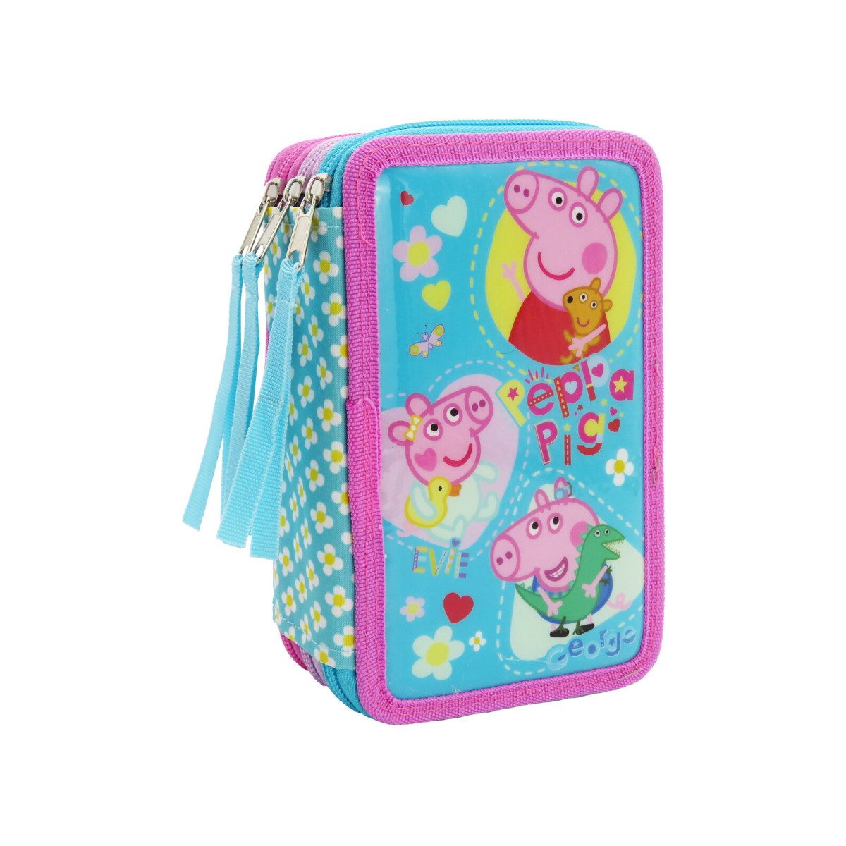 Peppa Pig Federmäppchen gefüllt 3 Fächer Schreibwaren Set Schule Zuhause, (39-tlg)