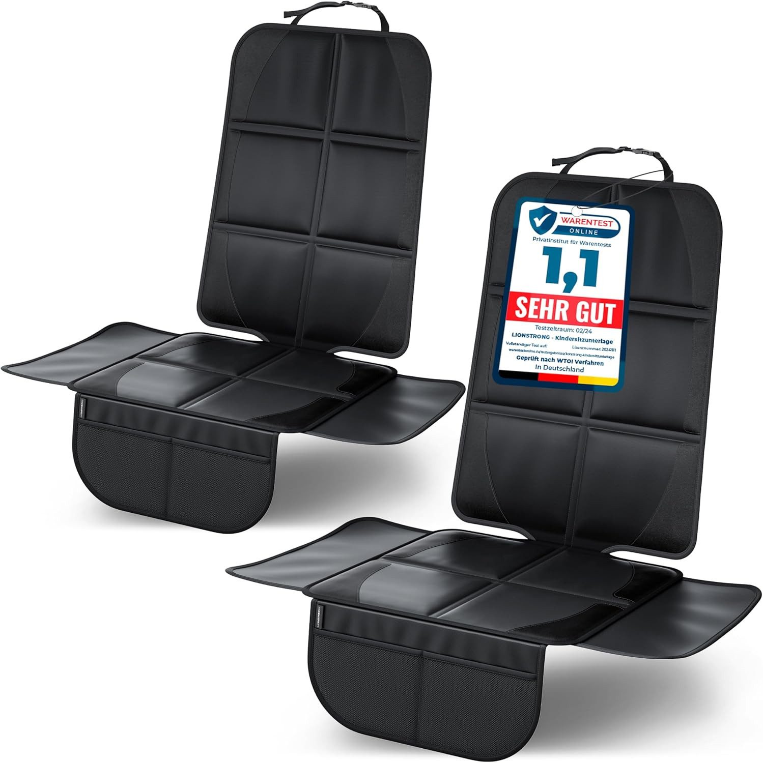 LIONSTRONG Kindersitzunterlage Premium, Autositzschoner [ISOFIX GEEIGNET], wasserabweisender Polyester Stoff, Sitzschutz Sitzschoner Auto Kindersitz - universell kompatibel