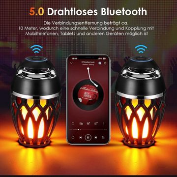 yozhiqu Flammen-Bluetooth-Lautsprecher, kabelloser wasserdichter-Lautsprecher Bluetooth-Lautsprecher (Stimmungsvolles Ambiente - Dynamische Flammenlichter, tragbarer)