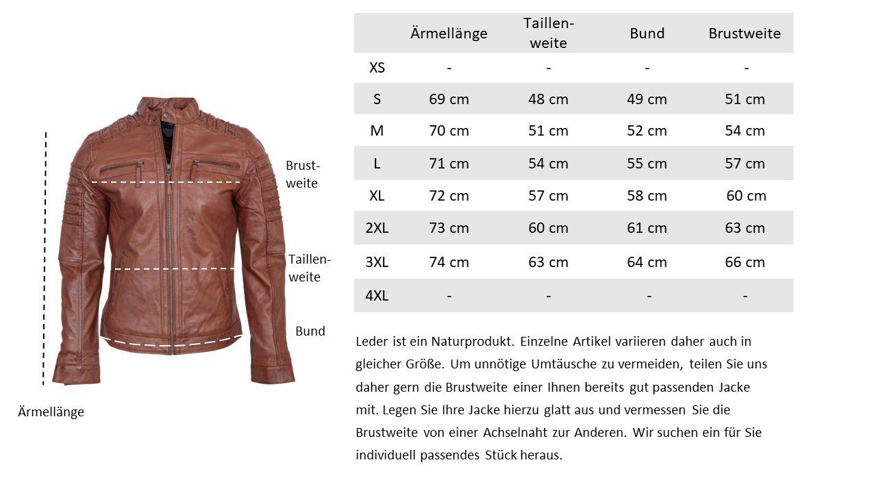 12815 Lederjacke Lamm RICANO Hochwertiges cognac Leder