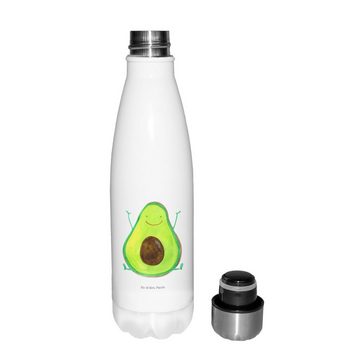Mr. & Mrs. Panda Thermoflasche Avocado Glücklich - Weiß - Geschenk, Thermos, Frucht, Edelstahl, Vega, Liebevolle Designs