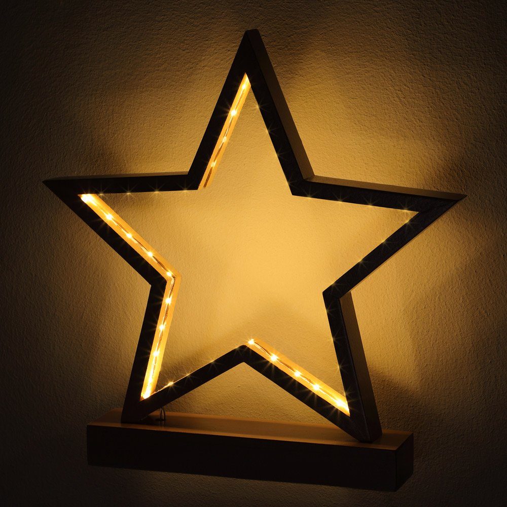 Casaria Dekostern, 1 St., Weihnachtsstern kabellos batteriebetrieben Holz 4 günstig online kaufen