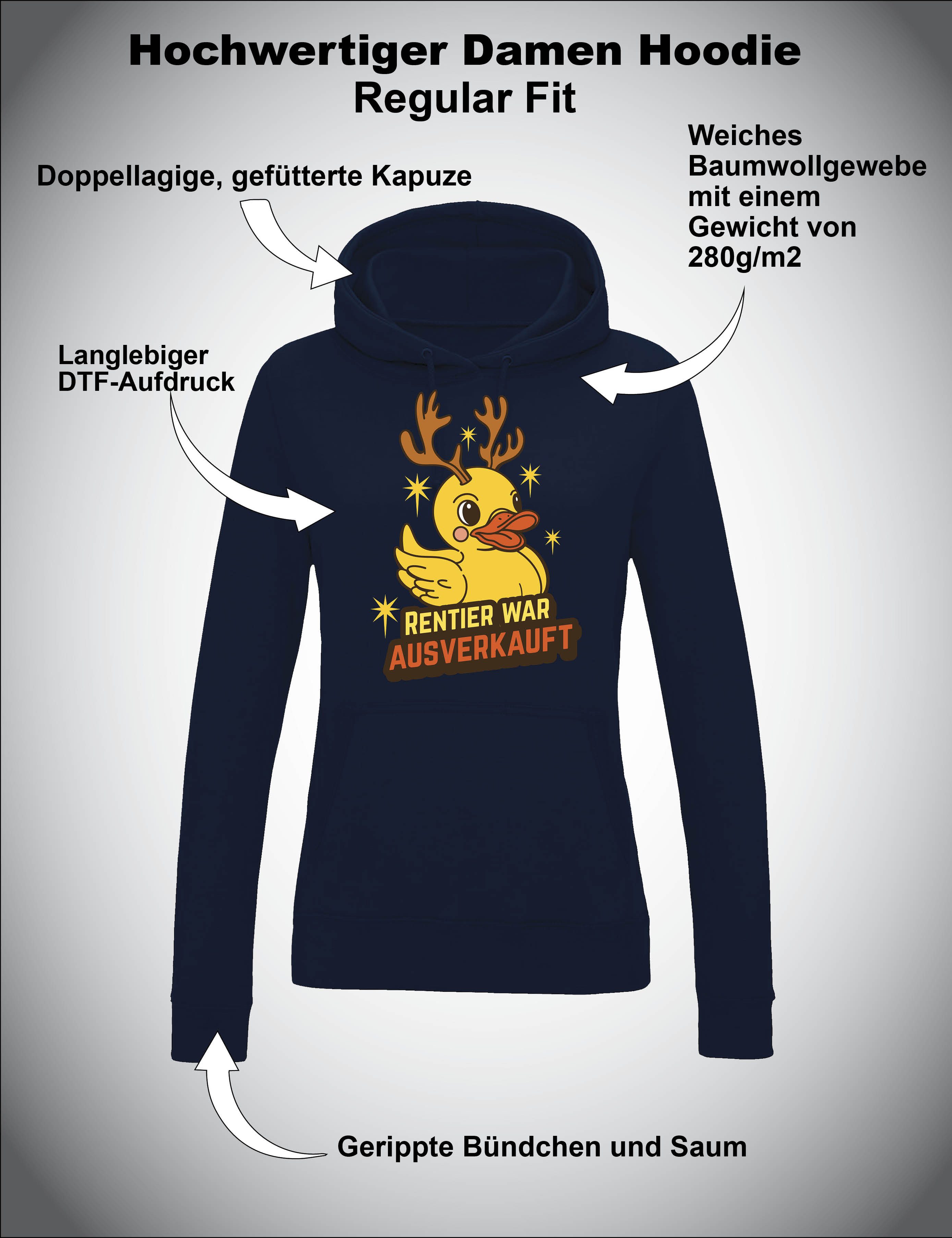 Youth Designz Kapuzenpullover "Rentier war Ausverkauft" Aufdruck Weinachten Damen Hoodie Geschenk mit lustigem Frontprint für Frauen