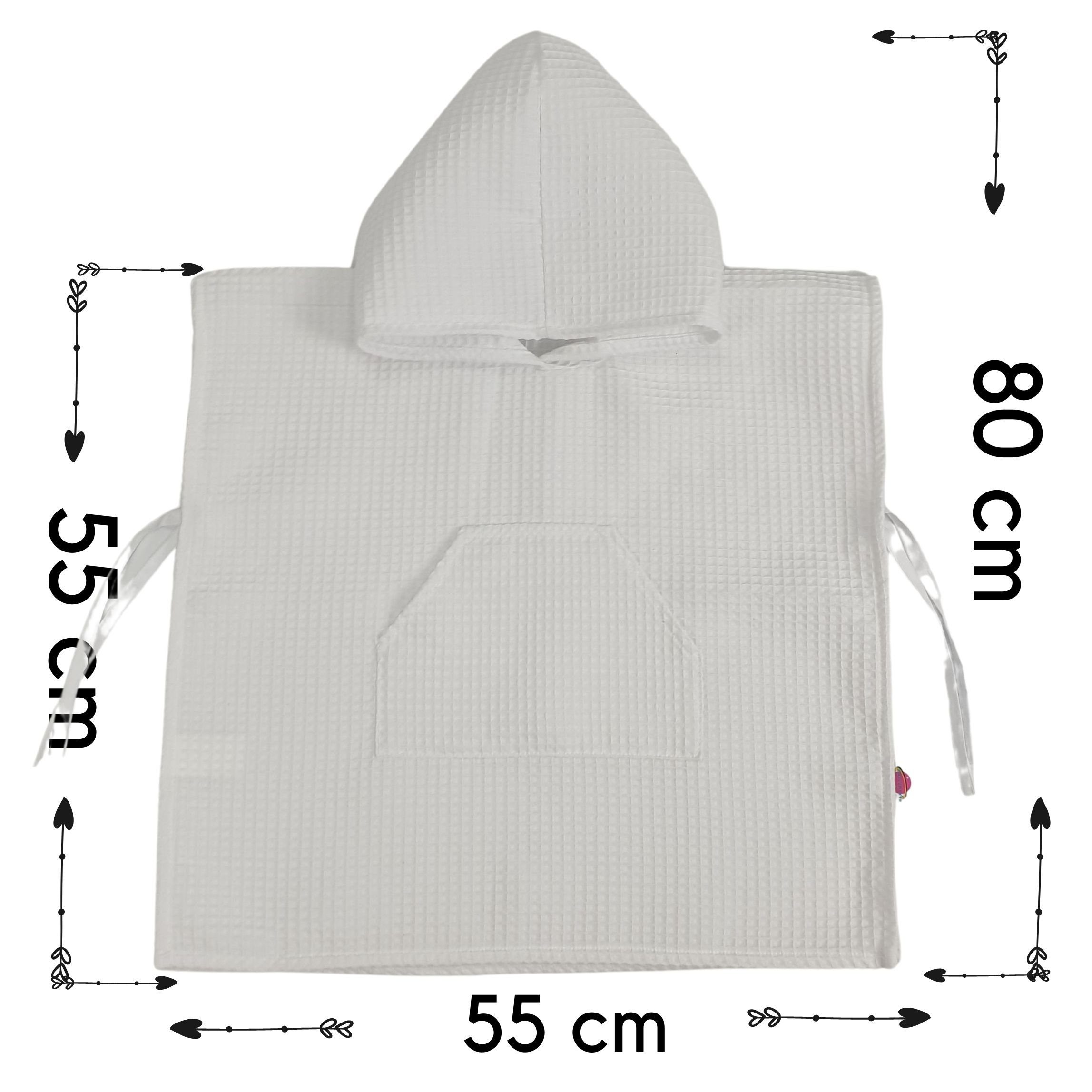 Babymajawelt Badeponcho Baby Kind Kapuzen Bade Poncho 0-1,5 Jahren -Waffel ver. Farben, Baumwolle, Kapuze, Bänder zum Binden, 100% Baumwolle, Saugfähig, Besonders Zart, Made in EU