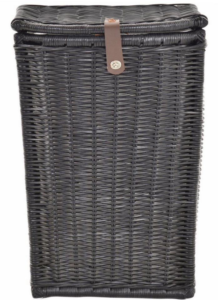 Krines Home Wäschekorb Hoher Wäschekorb in moderner, bauchiger Optik aus natürlichem Rattan, Stabile Verarbeitung