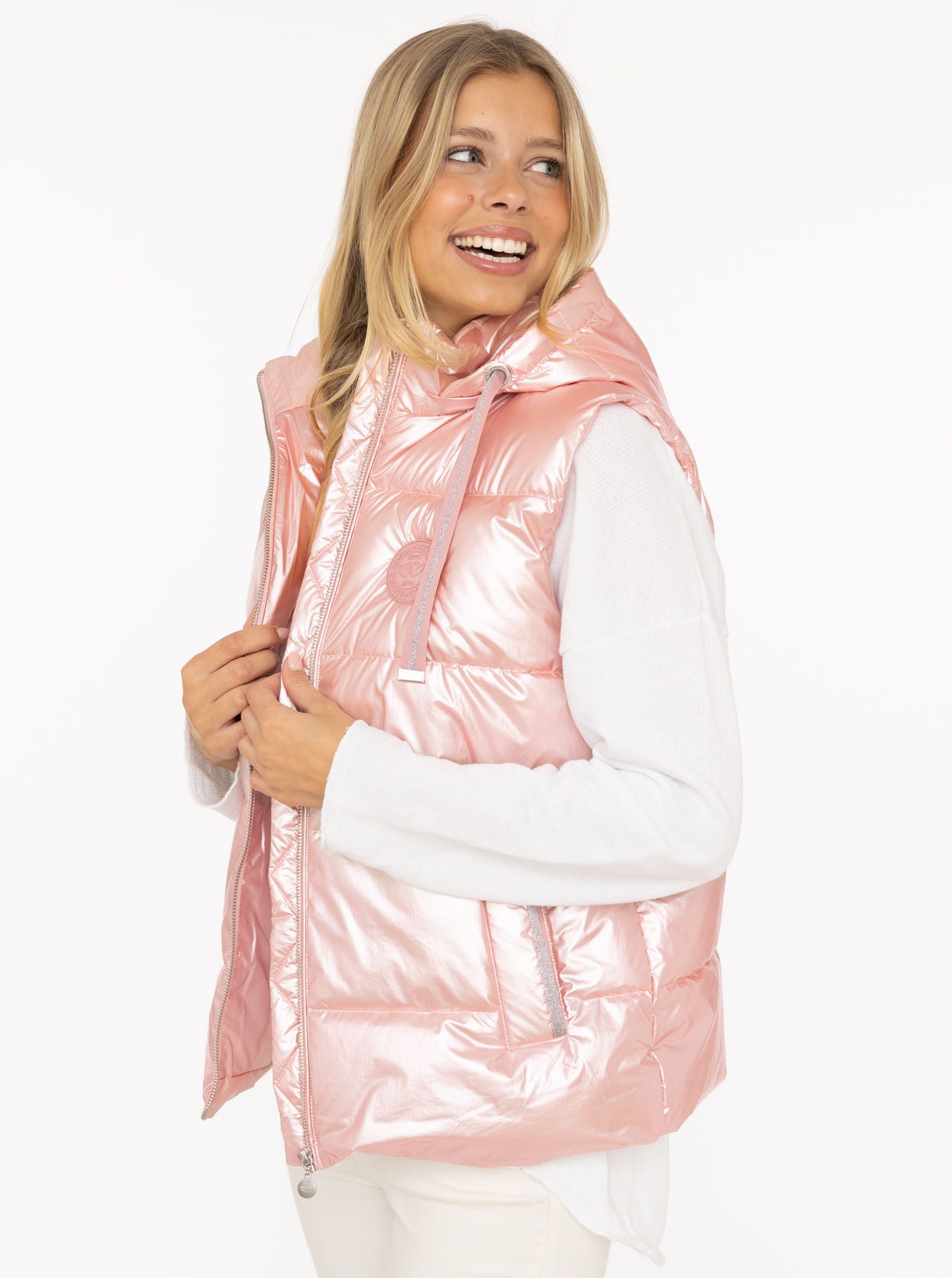 Zwillingsherz Steppweste "Zwillingsherz" Frontreißverschluß, Kapuze, seitlichen Taschen