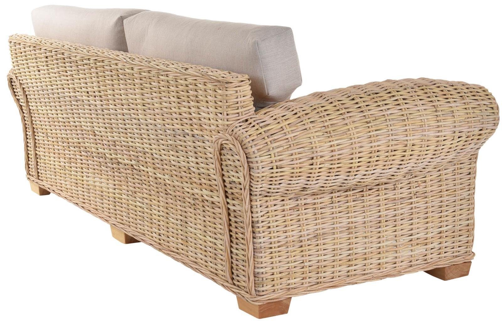 Krines Home Loungesofa Rattan-Sofa Chester Couch/ 3-Sitzer Liegesofa Wintergarten Polster