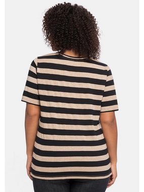 Sheego T-Shirt Große Größen mit silberfarbenem Glitzereffekt
