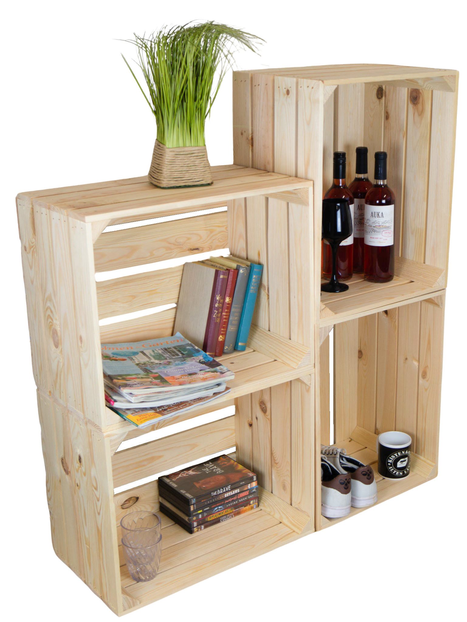 Kistenkolli Altes Land Allzweckkiste 4 x Holzkisten "Johanna" - NEU (Spar-Set, 4er Set)