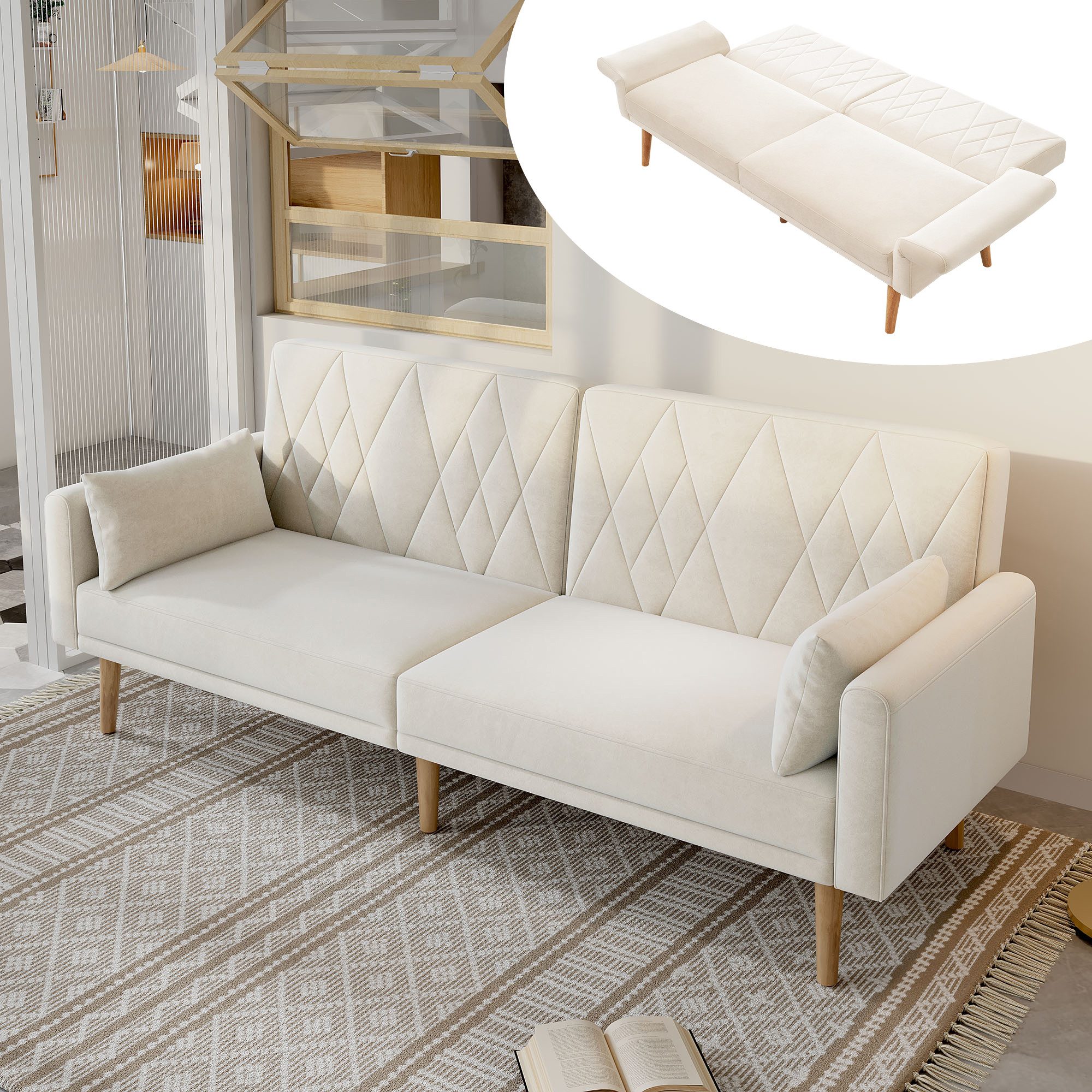 Merax Schlafsofa klappbar Zweisitzer-Sofa mit Schlaffunktion, günstig online kaufen