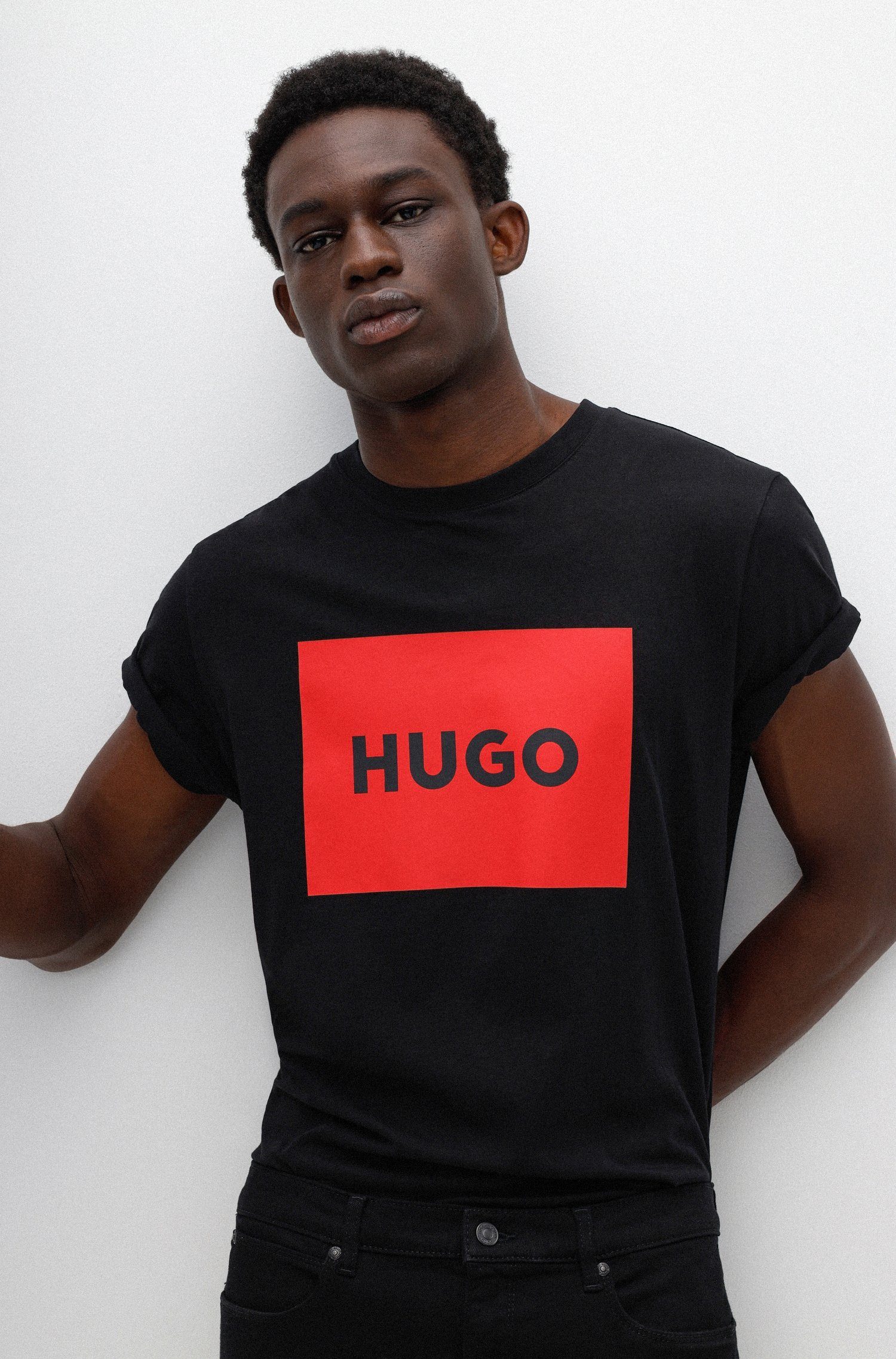 HUGO (1-tlg) Schwarz T-Shirt (001) Dulive