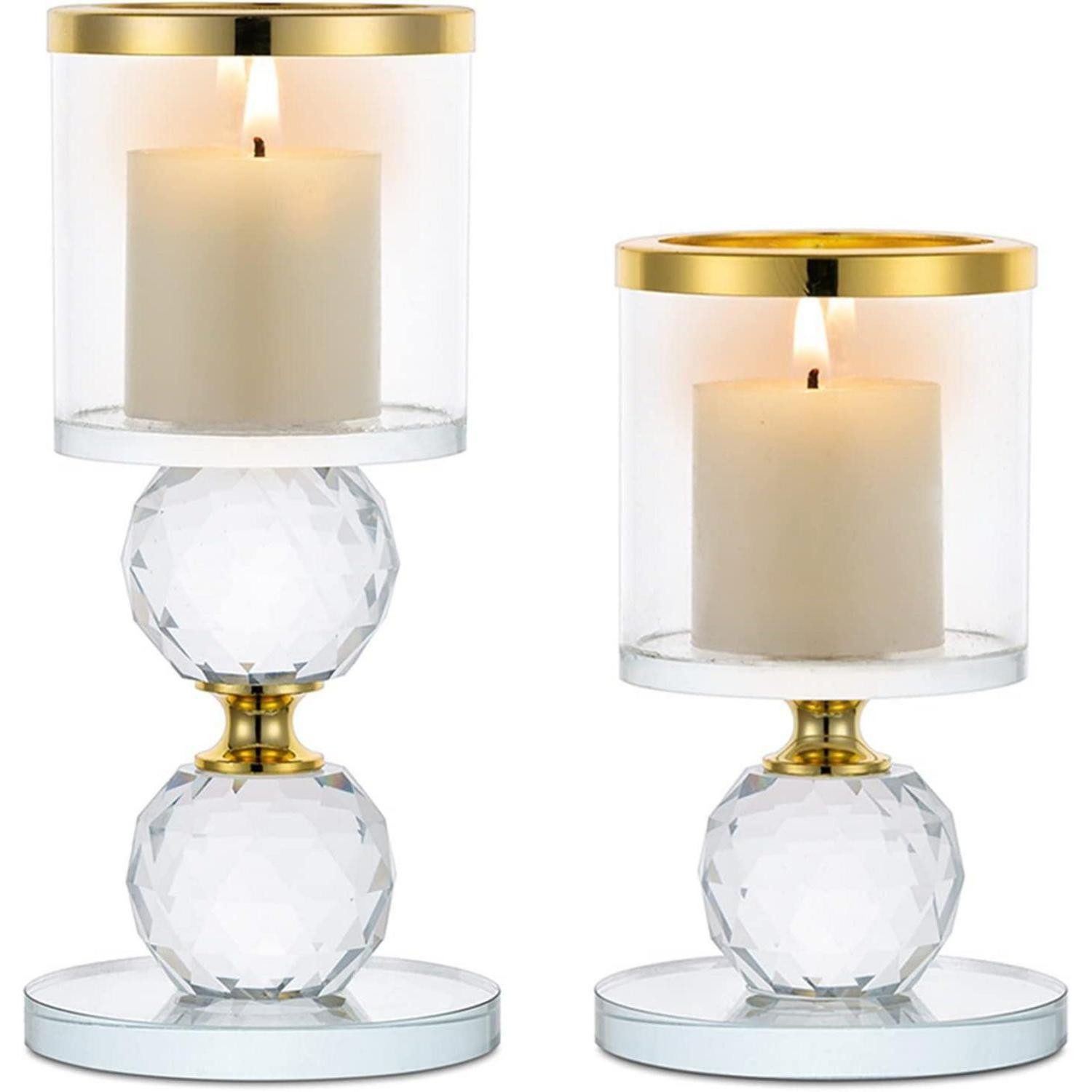 LuxusKollektion Kerzenleuchter Kerzenständer Kerzenhalter Kristall Stabkerze Klein + Groß Gold