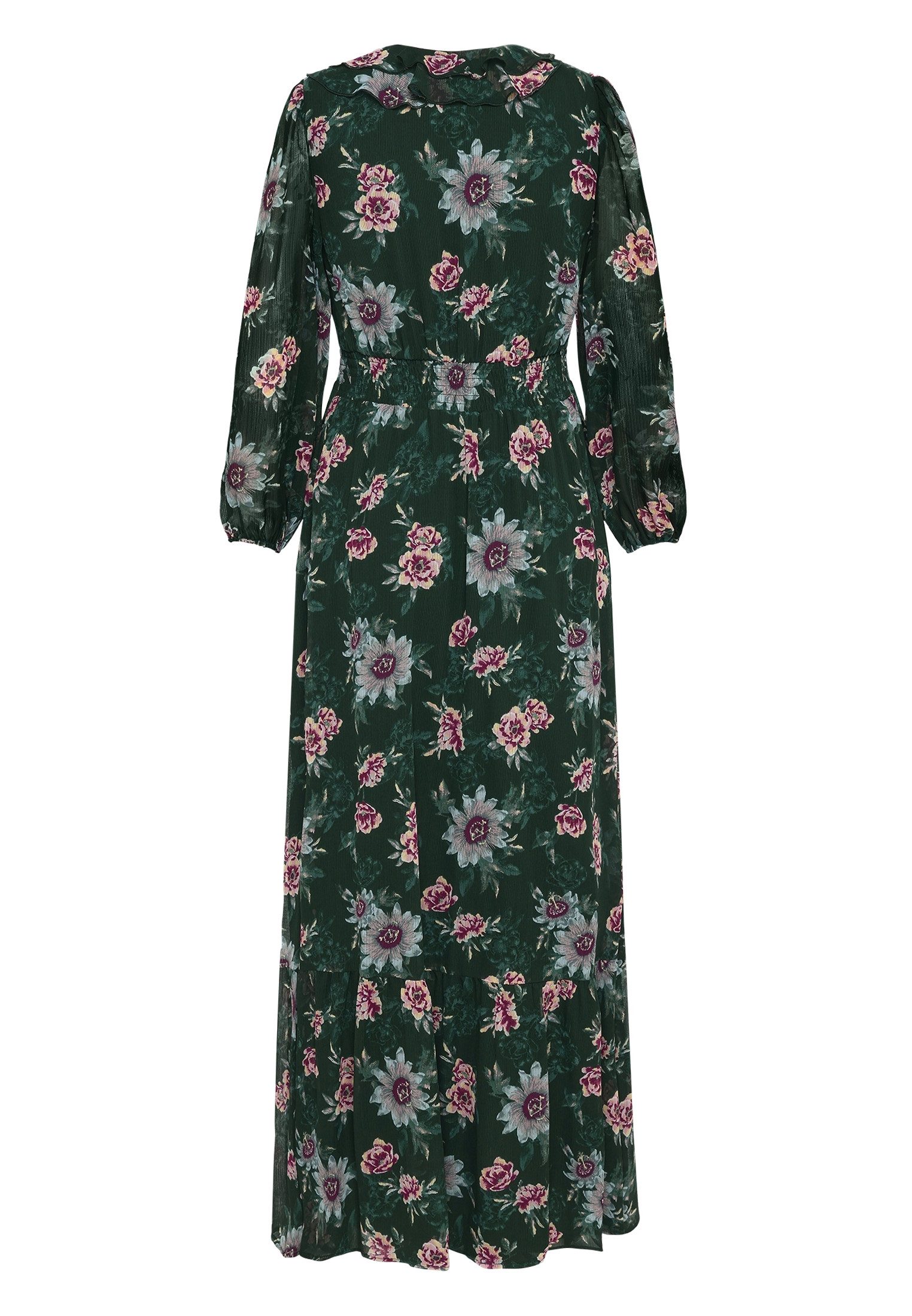 Zero Chiffonkleid Damen langarm mit Blumen Rüschen