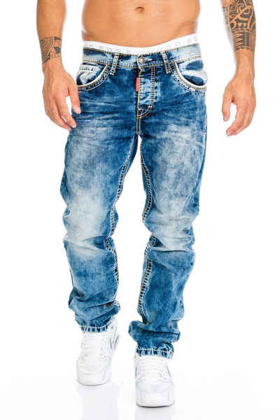 Cipo & Baxx Regular-fit-Jeans »Jeans Hose mit dicken Nähten« Stylische Design mit dicken Kontrastnähten
