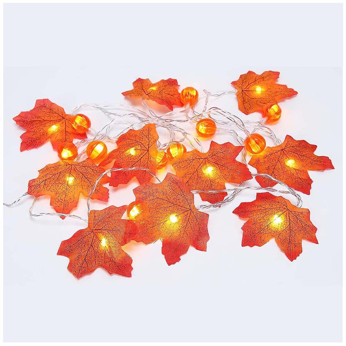 Qualra LED-Lichterkette 10/20/40LEDs Kürbislichter Ahornblätter Lichterketten 1.5/3/6M, Batteriebetrieben Halloween Partydeko für Zuhause