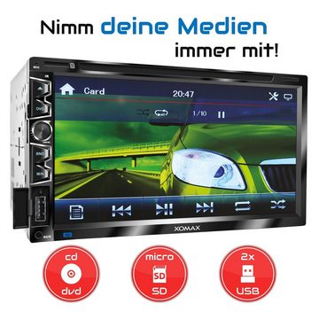 XOMAX XOMAX XM-2D6907 Autoradio mit 6,9 Zoll Touchscreen Bildschirm (kapazitiv), USB Mirrorlink, DVD CD Player, Micro SD, 2 DIN Autoradio