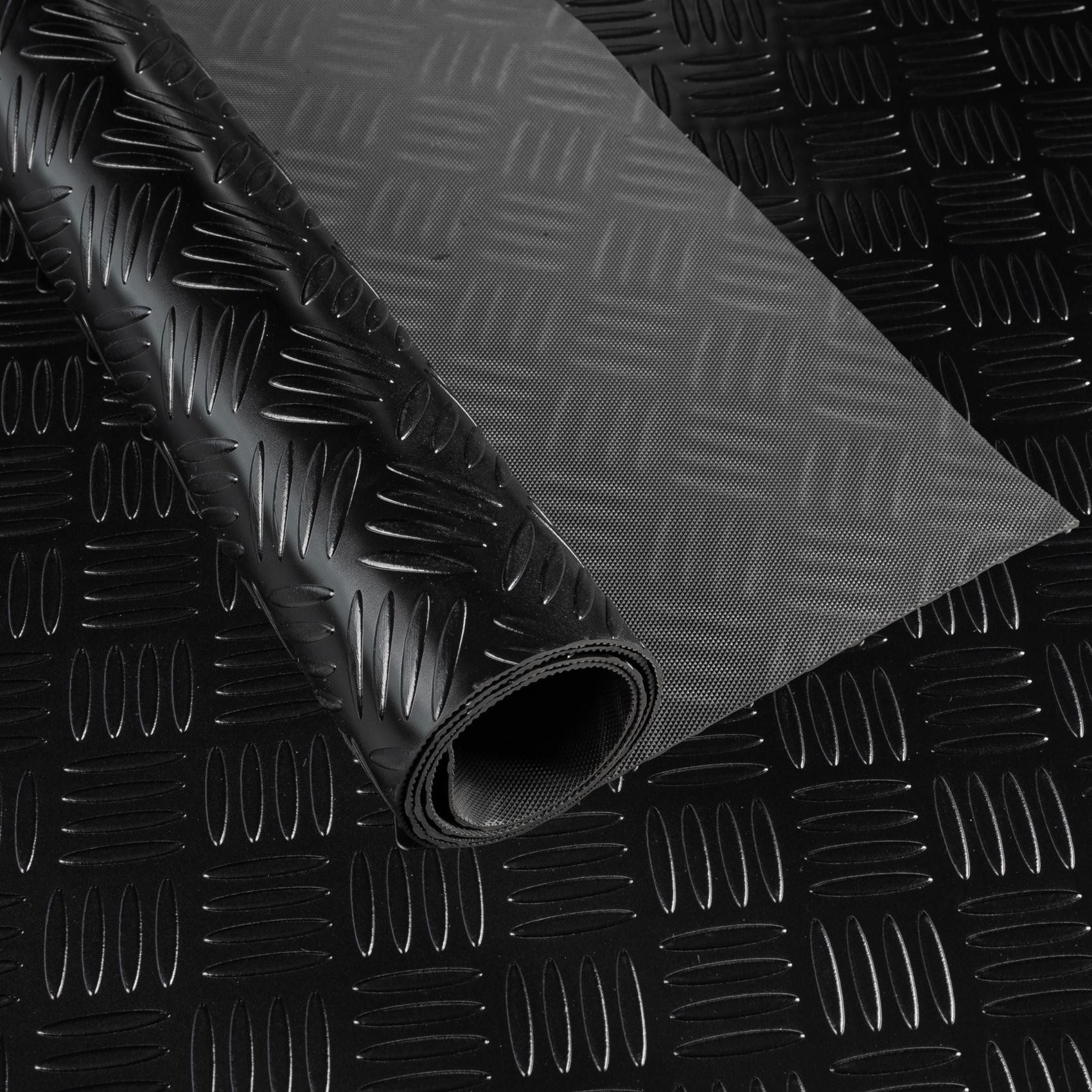ANRO Vinylboden DIONIS 1,5 mm wasserabweisend für Garage/Keller PVC-Bodenbelag, Feuchtigkeitsbarriere, feine Optik, langlebig, Einzelstück, eine Rolle Bodenbelag, Isolierend und wasserbeständig Größe: 100x100cm Uni Schwarz