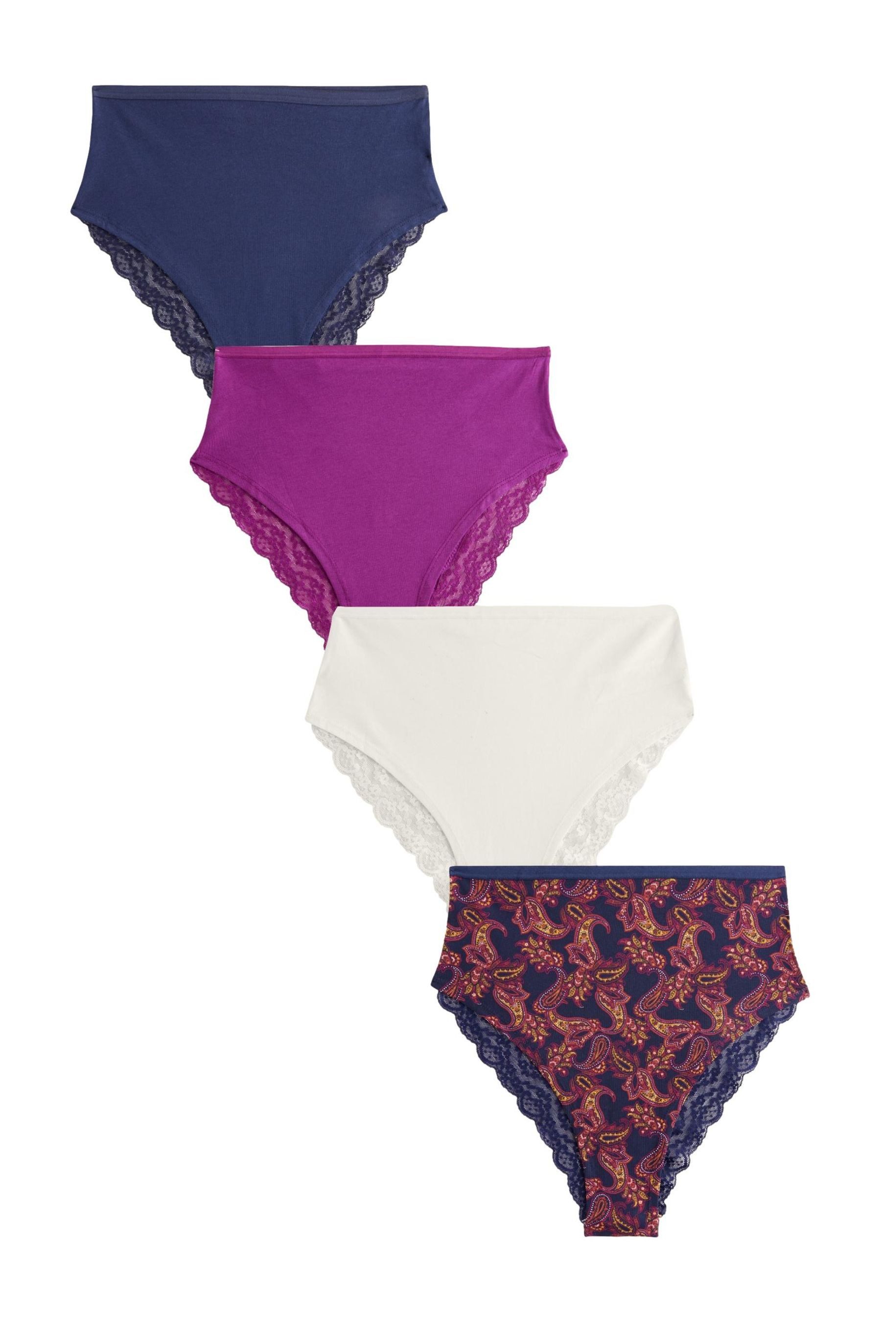 High-Waist-Slip Hochbund-Spitzenslips 4er-Pack, hoher Beinschnitt