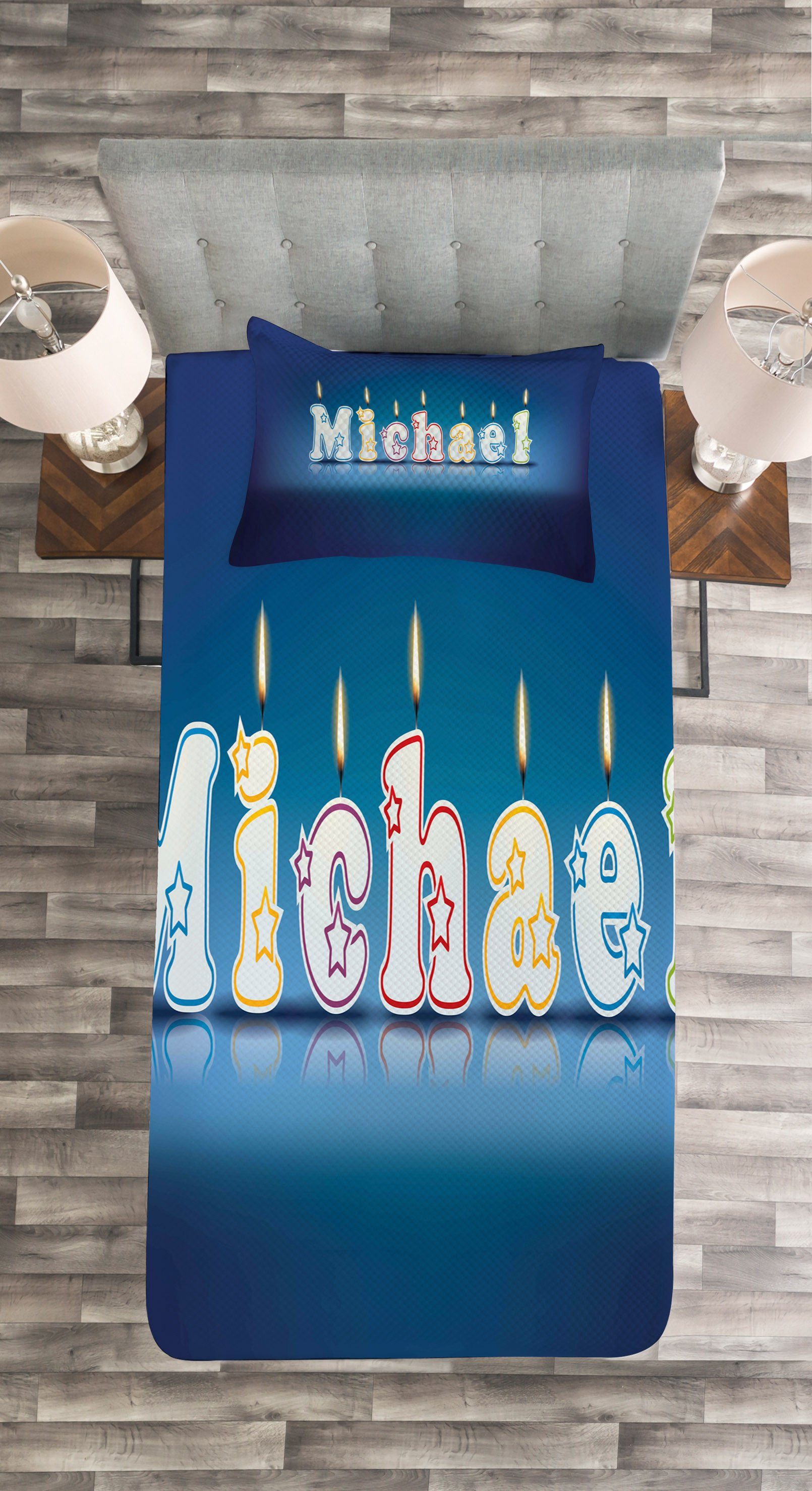 Tagesdecke Set mit Kissenbezügen Waschbar, Jungen-Geburtstags-Party Michael Abakuhaus