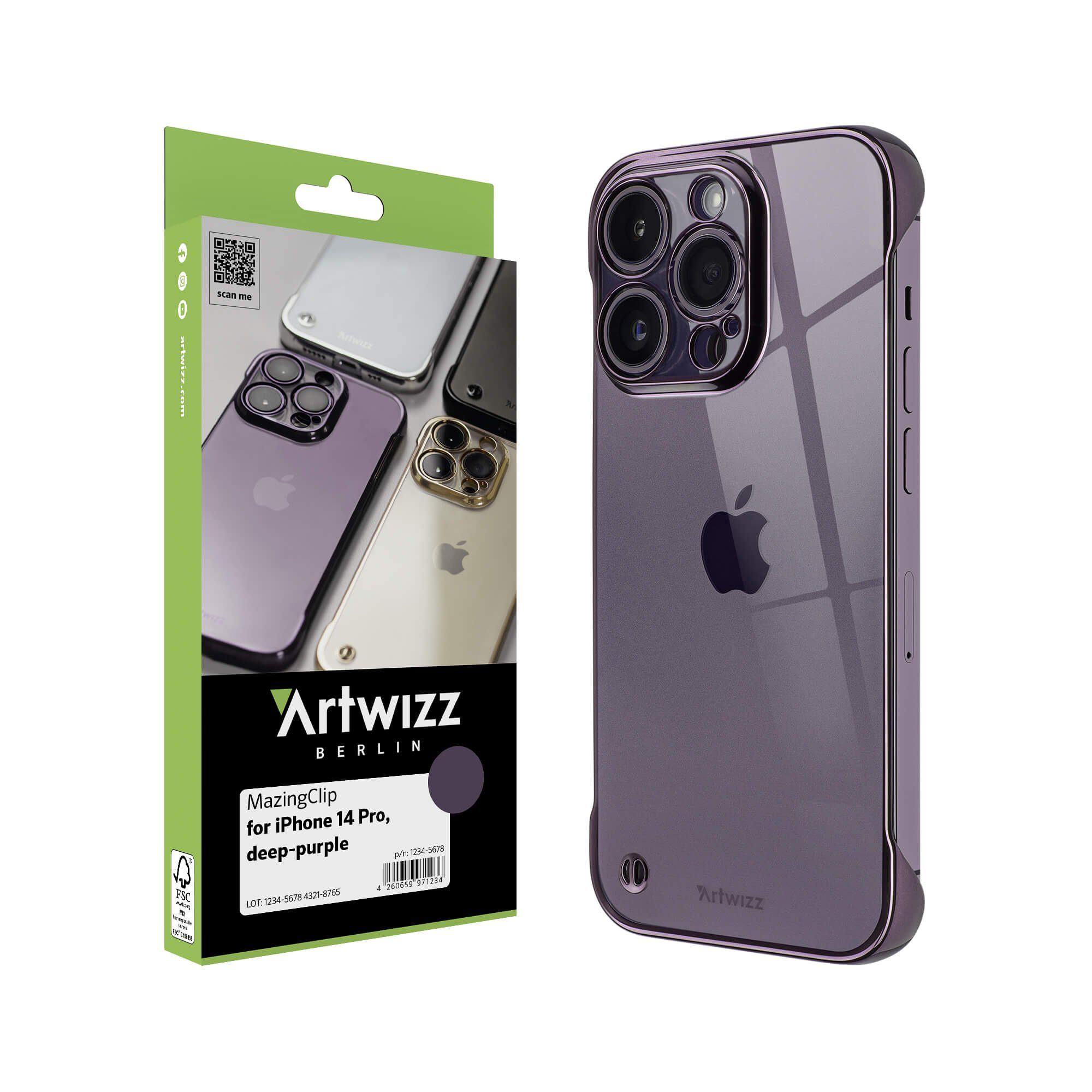 Artwizz Smartphone-Hülle Artwizz MazingClip - Ultra schlanke Design Schutzhülle in Metalloptik für iPhone 14 Pro, Deep Purple
