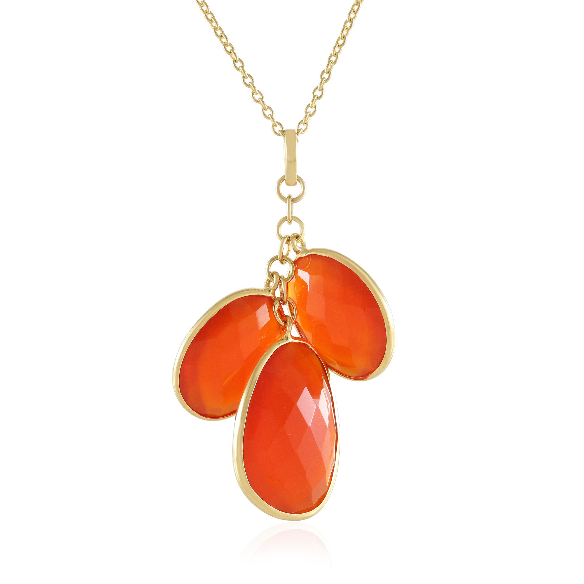Cavill Silberkette Cavill Karneol Halskette 16,95 ct vergoldet Silber lebhaft Orange (1-tlg)