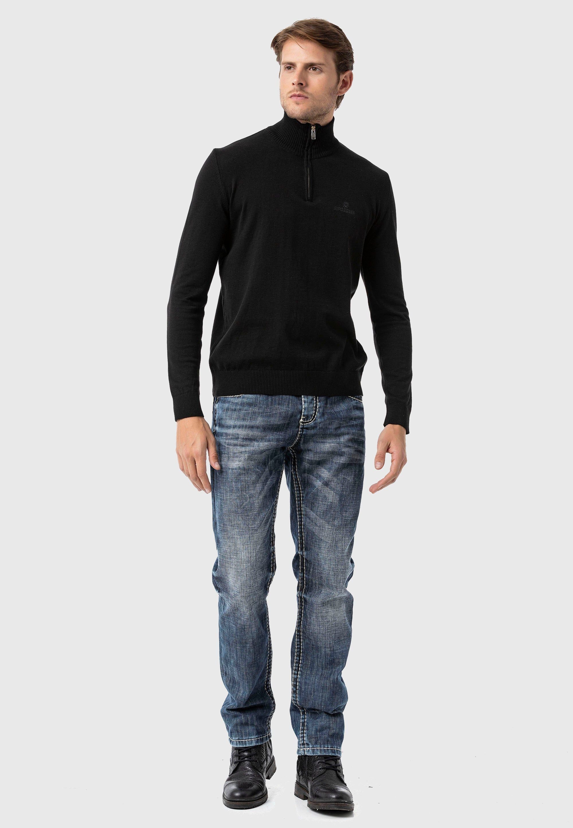 Cipo & Baxx Troyer Pullover (1-tlg) mit Troyer-Kragen