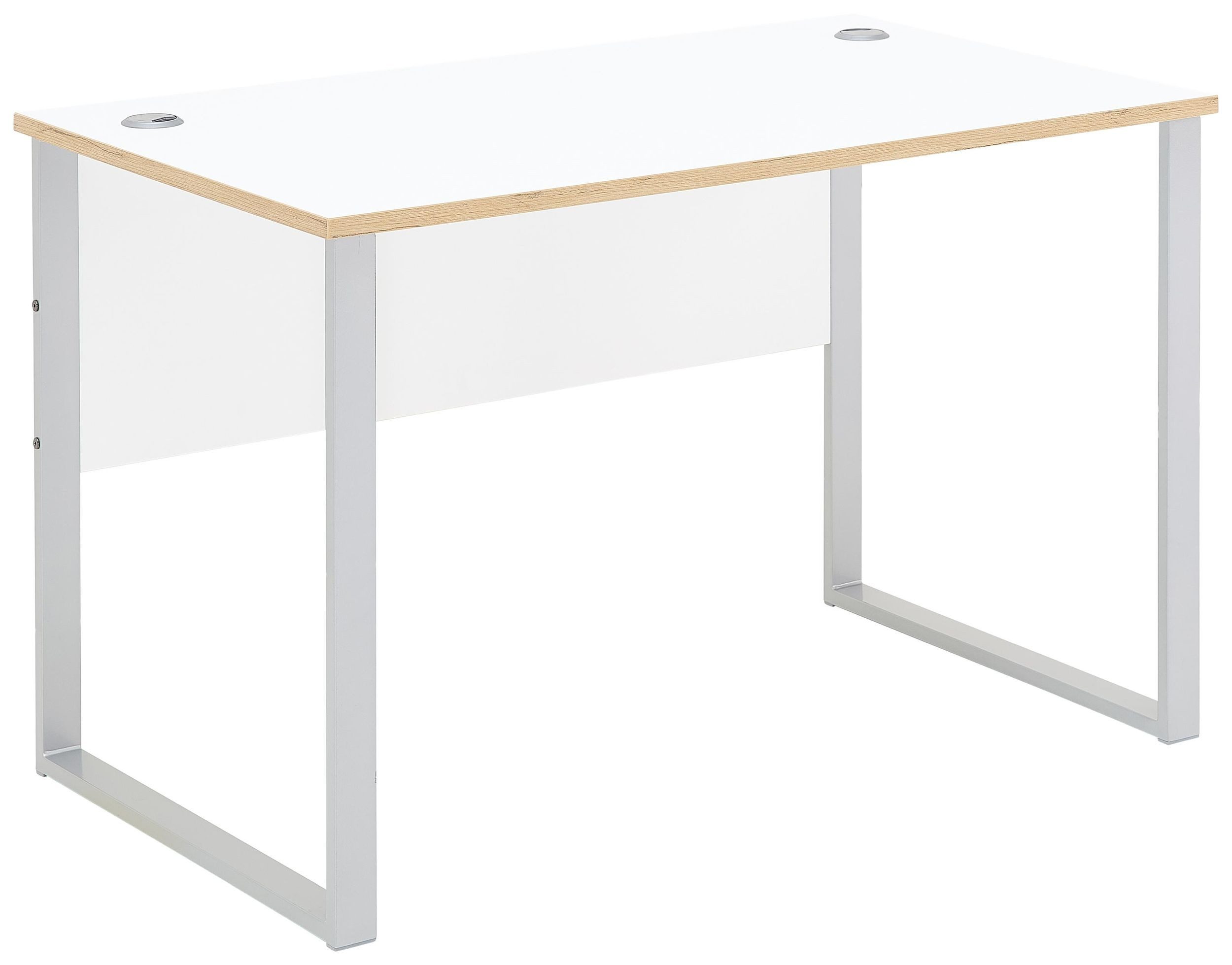 Bega Consult Schreibtisch Schreibtisch MEMPHIS Weiß - Metallgestell silber matt 120 x 73 cm