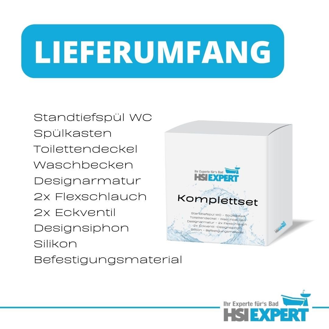 Grohe Tiefspül-WC Premium Stand WC Spülkasten Waschbecken Armatur, bodenstehend, Abgang waagerecht, Set, Keramik