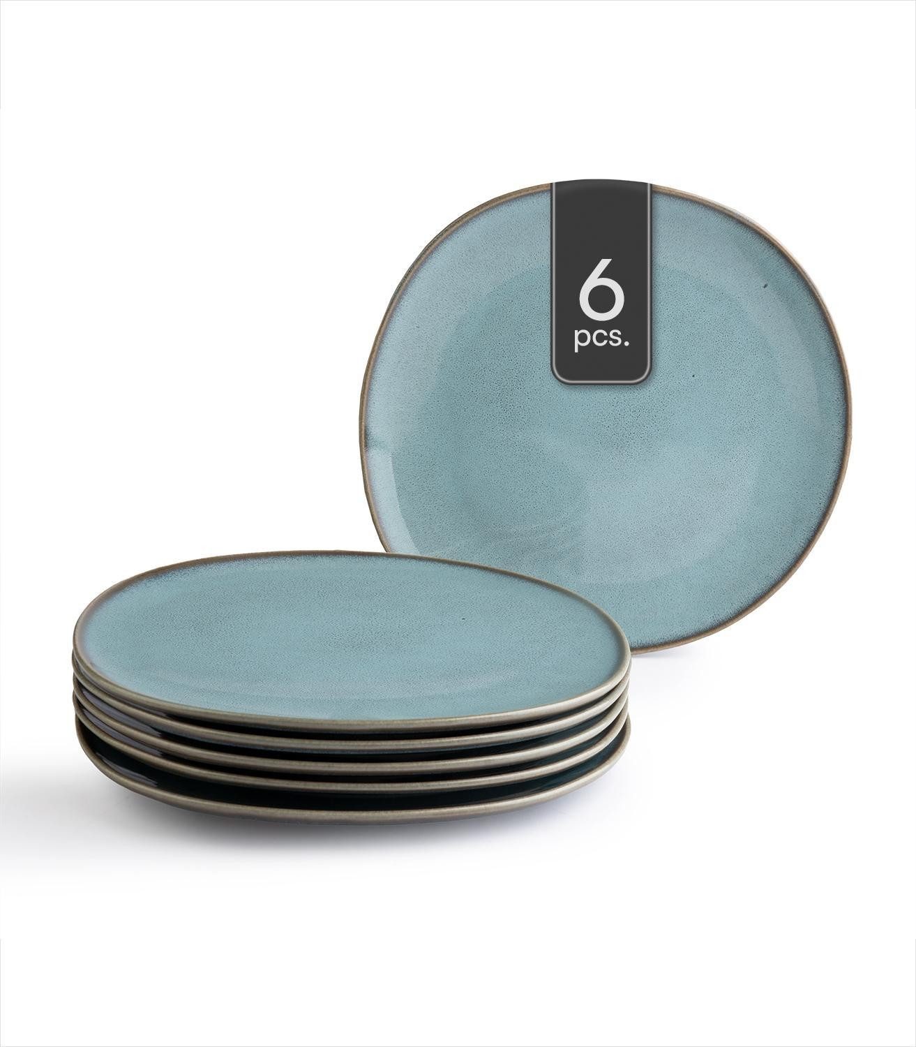Villeroy & Boch Speiseteller LAVE, Ø 28 cm, Blau, Grün, Steingut, (6 St), mit Reaktivglasur, Spülmaschinenfest