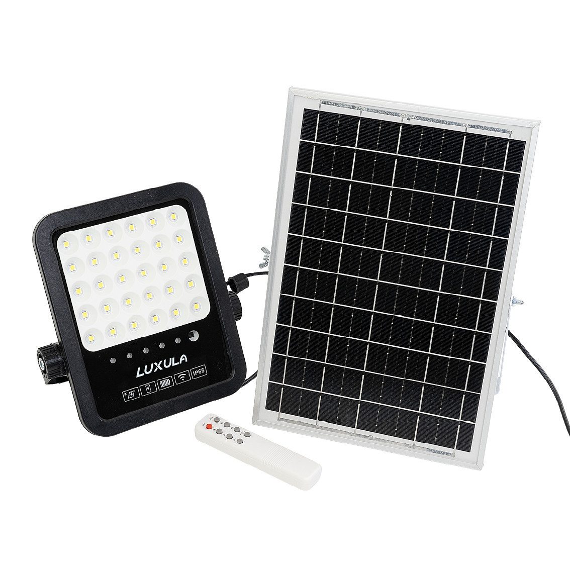 LUXULA LED Solarleuchte LUXULA Solar-Fluter 2750lm 6500K Kaltweiß LED Strahler Schwarz IP65, Kaltweiß