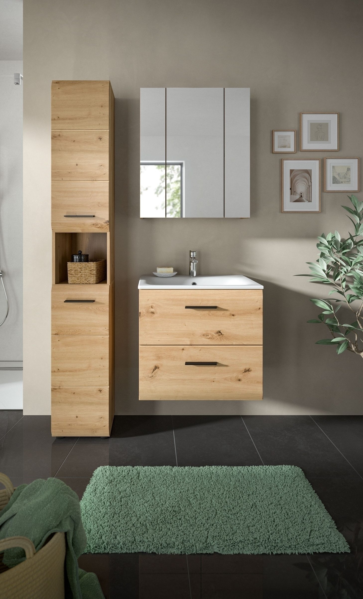 freiraum Badezimmer-Set Ice, in artisan oak - 105x185x46cm (BxHxT)