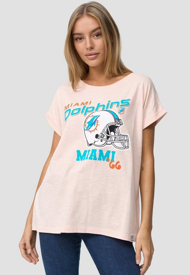 Dolphins GOTS Recovered Miami Aufdruck zertifizierte T-Shirt Bio-Baumwolle, Stylischer