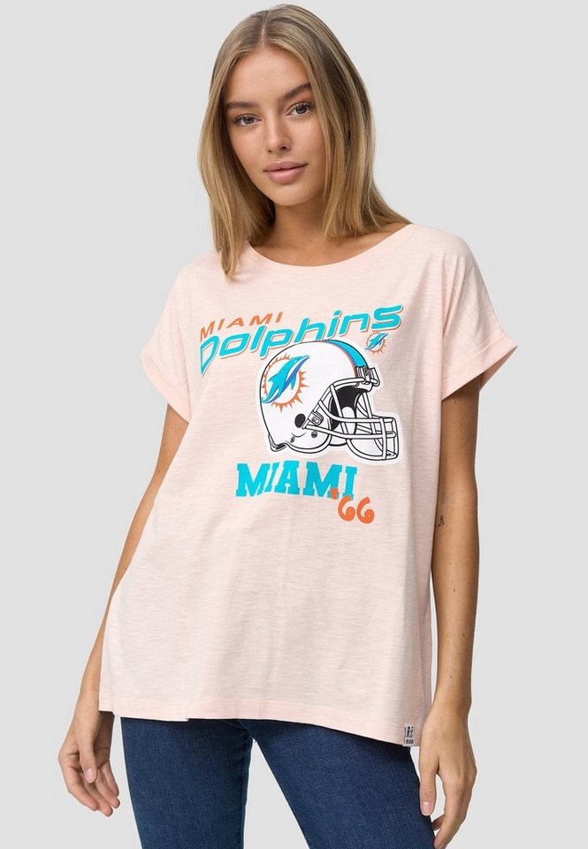 Recovered T-Shirt Miami Dolphins GOTS zertifizierte Bio-Baumwolle,  Stylischer Aufdruck