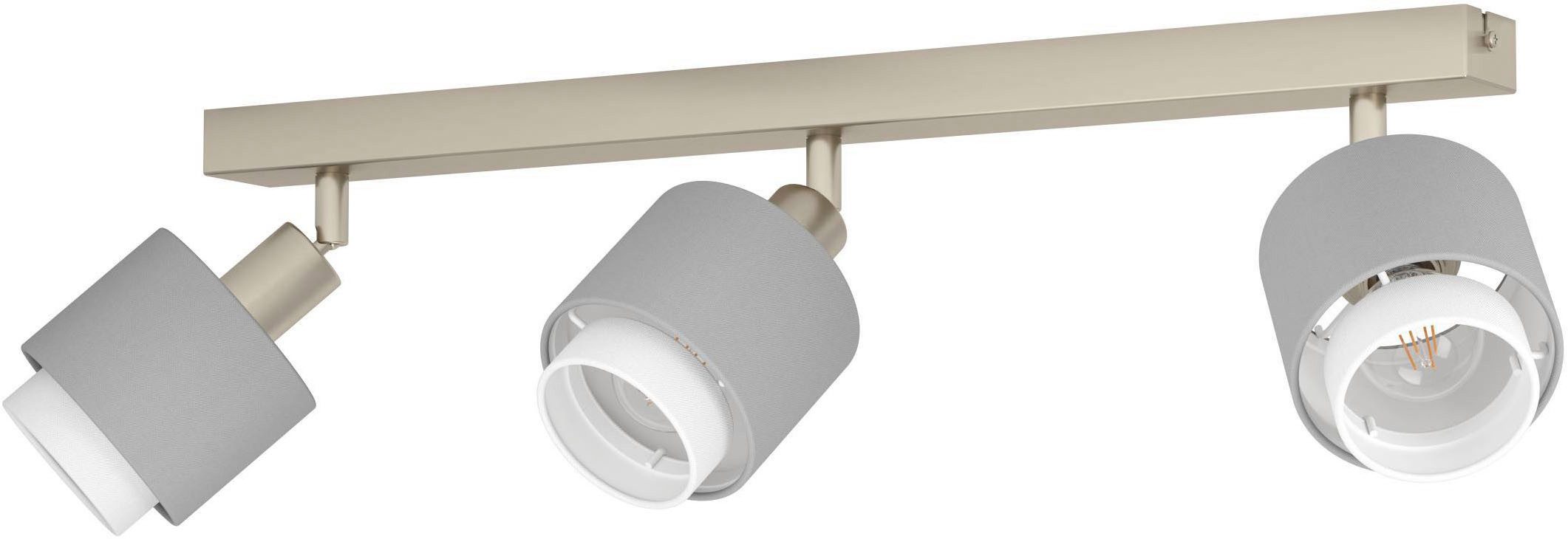 EGLO Deckenleuchte Bellizzi Deckenstrahler schwenkbar, grau und weiß, E14, Küchenlampe, ohne Leuchtmittel, Spot - L43 x B9 x H18,5 cm - nickel-matt - 3X7,5W exkl.