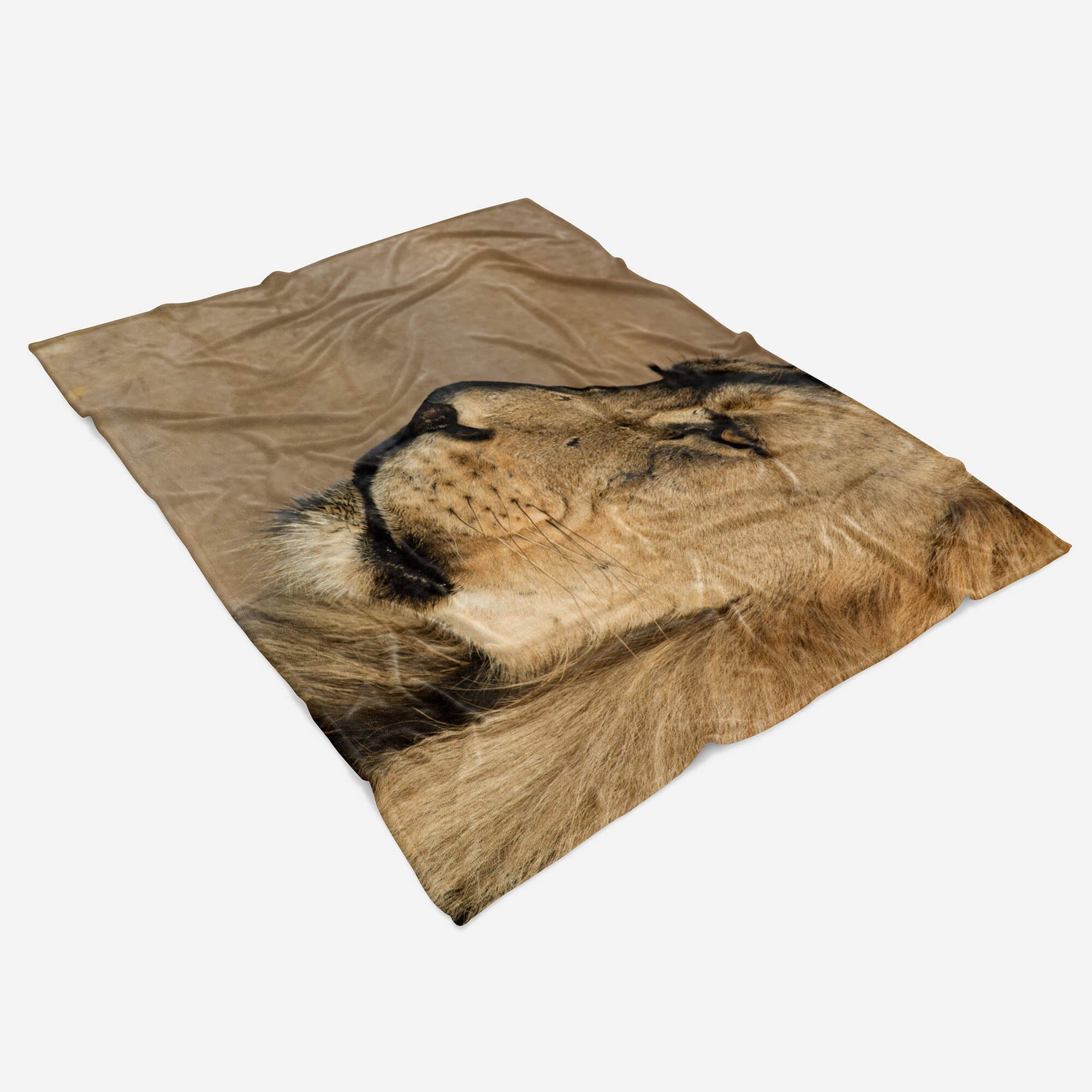 Sinus Art Handtücher Handtuch Strandhandtuch Saunatuch Kuscheldecke mit Tiermotiv großer Löwe, Baumwolle-Polyester-Mix (1-St), Handtuch