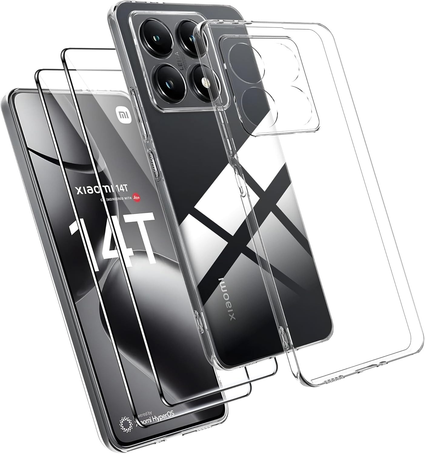 MSM Handyhülle Hülle + 2X Schutzglas für Xiaomi 14T Panzerfolie Full Screen 9H
