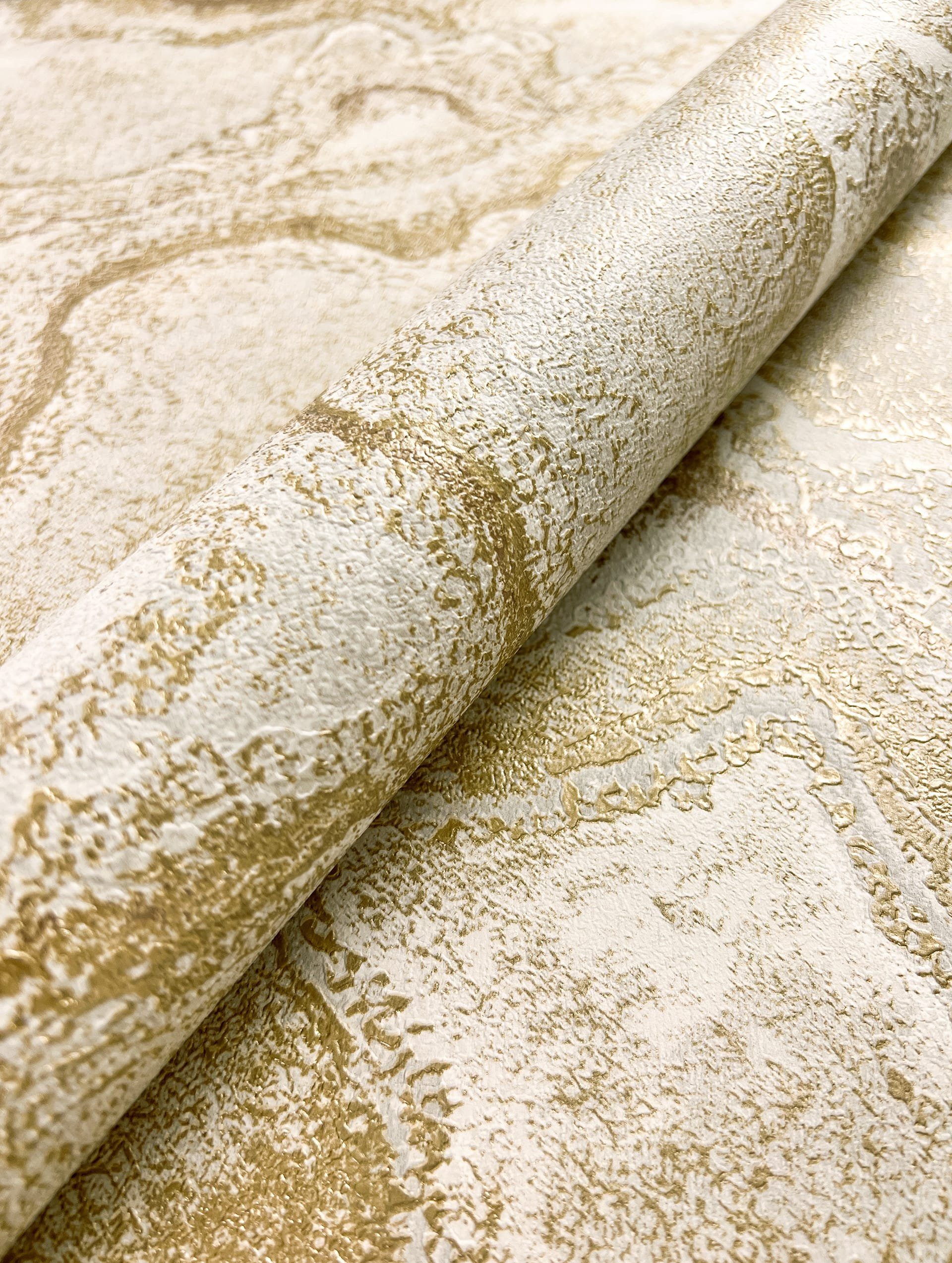 Newroom Vliestapete, Gold Tapete Modern Marmor günstig online kaufen