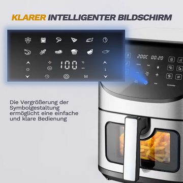 Sinaopus Heißluftfritteuse 8.5L Airfryer XXL,12 Programmen, 1800,00 W, Grill, digitaler Display