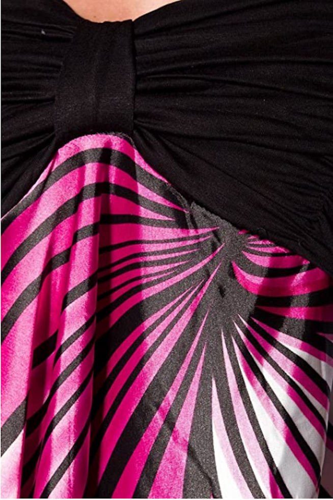 Strandkleid Sommerkleid luftiges Maxikleid pink/schwarz/weiß asymmetrisches Sommerkleid Vokuhila