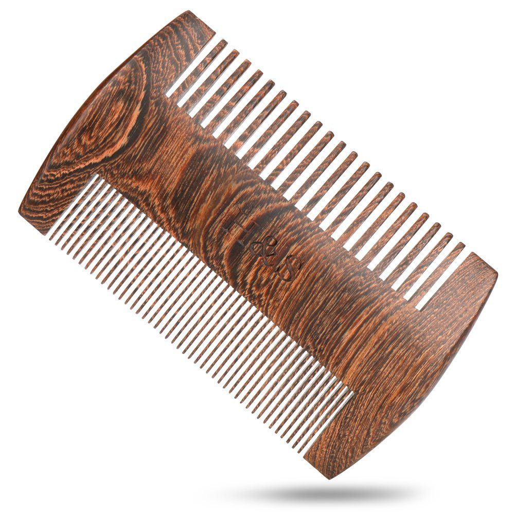 H&S Dermaroller Holz Doppelseitiger Bartkamm - Reise und Styling, 1-tlg., Wooden Double-Sided Beard Comb - Travel and Styling
