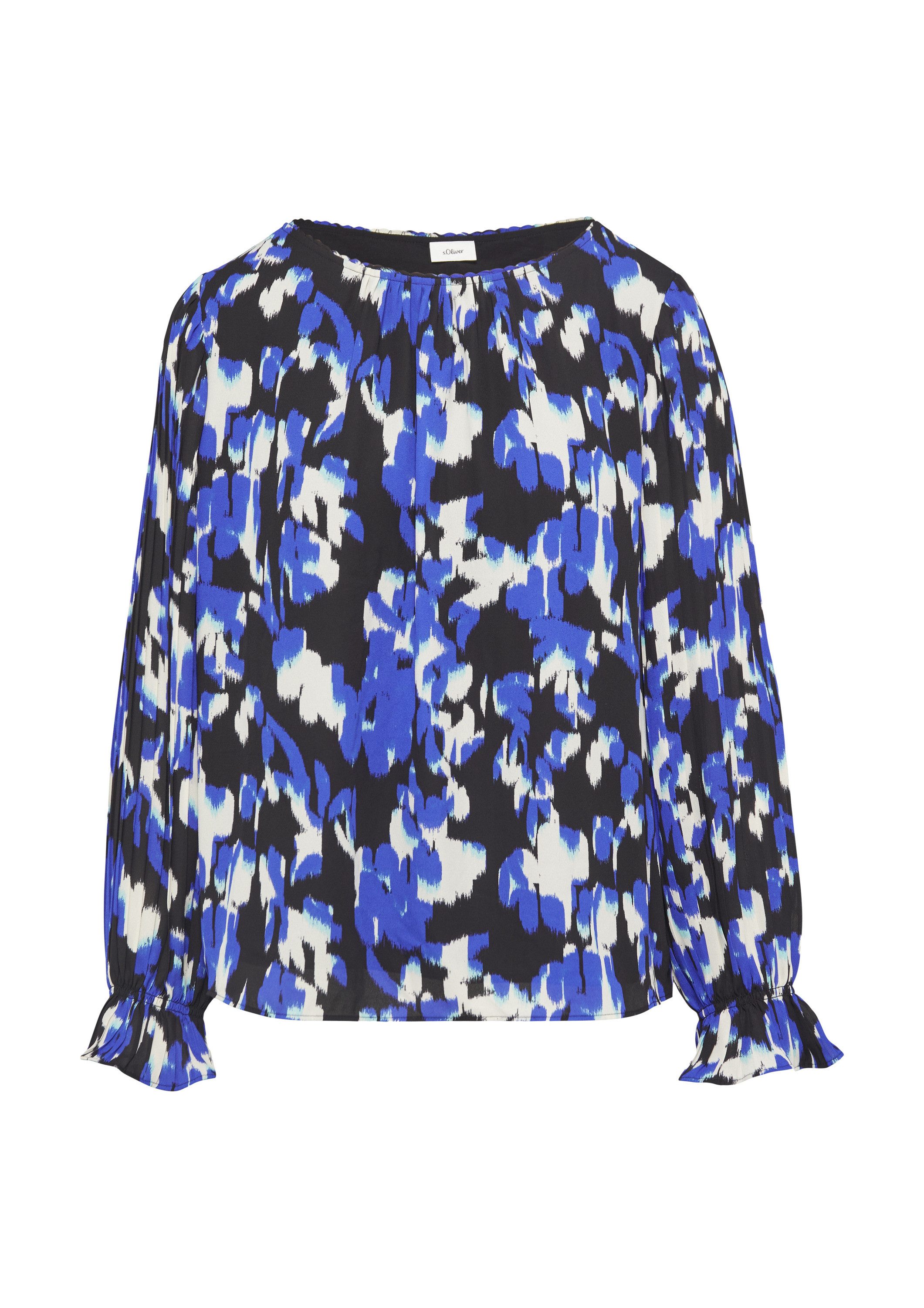 s.Oliver Langarmbluse Bluse Viskosebluse mit Plisseeärmeln günstig online kaufen