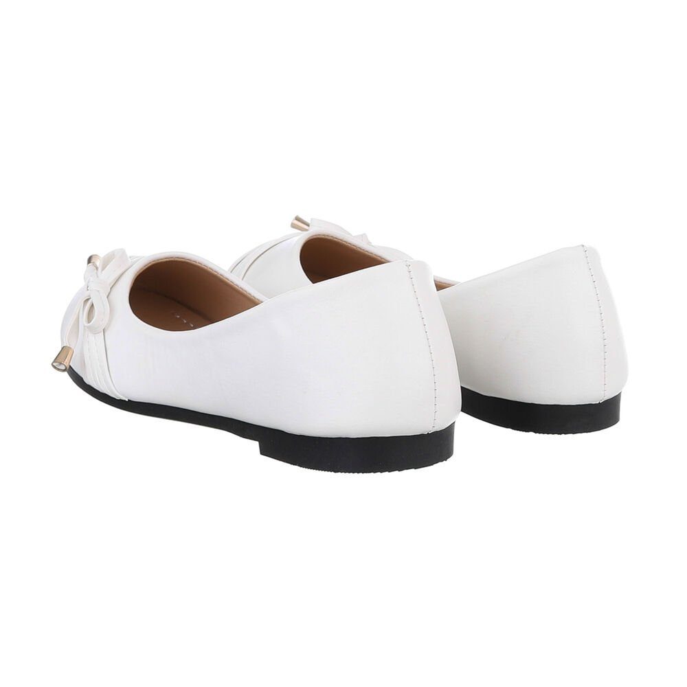Ital-Design Damen Freizeit Ballerina (85894102) Blockabsatz Klassische Ballerinas in Weiß