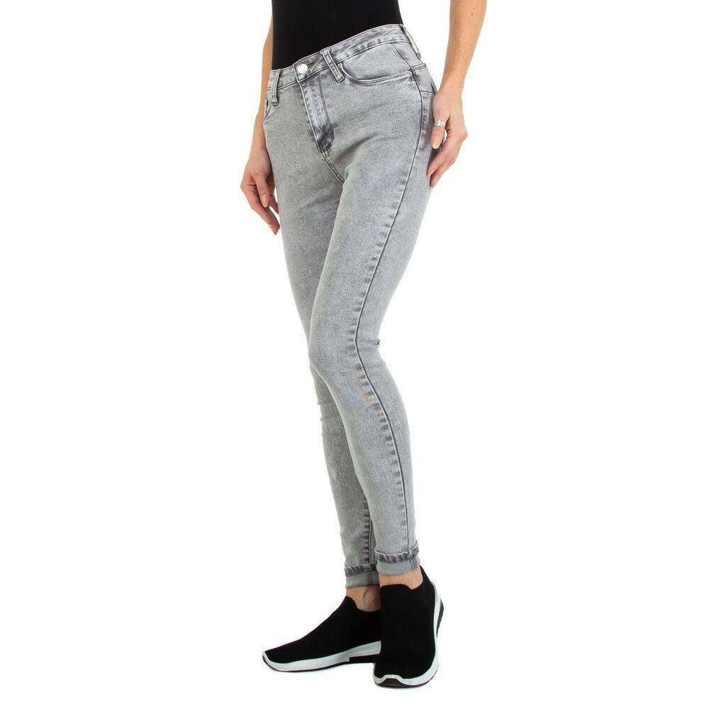 Jeansstoff in Skinny Skinny-fit-Jeans Freizeit Stretch Ital-Design Damen Jeans Grau