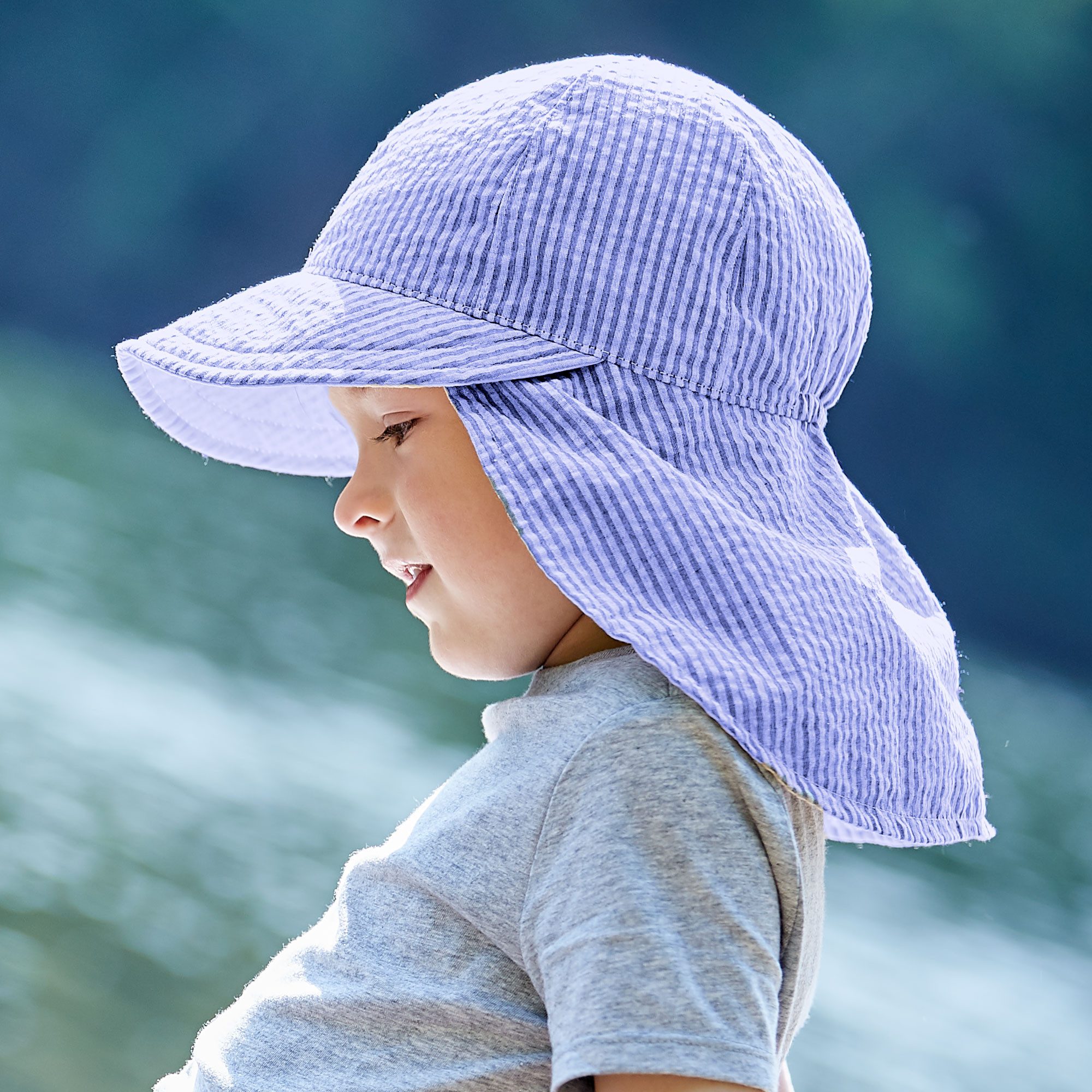 MAXIMO Schiebermütze (1-St) zum Binden, Seersucker, Nackenschutz, Unisex, Kleinkind