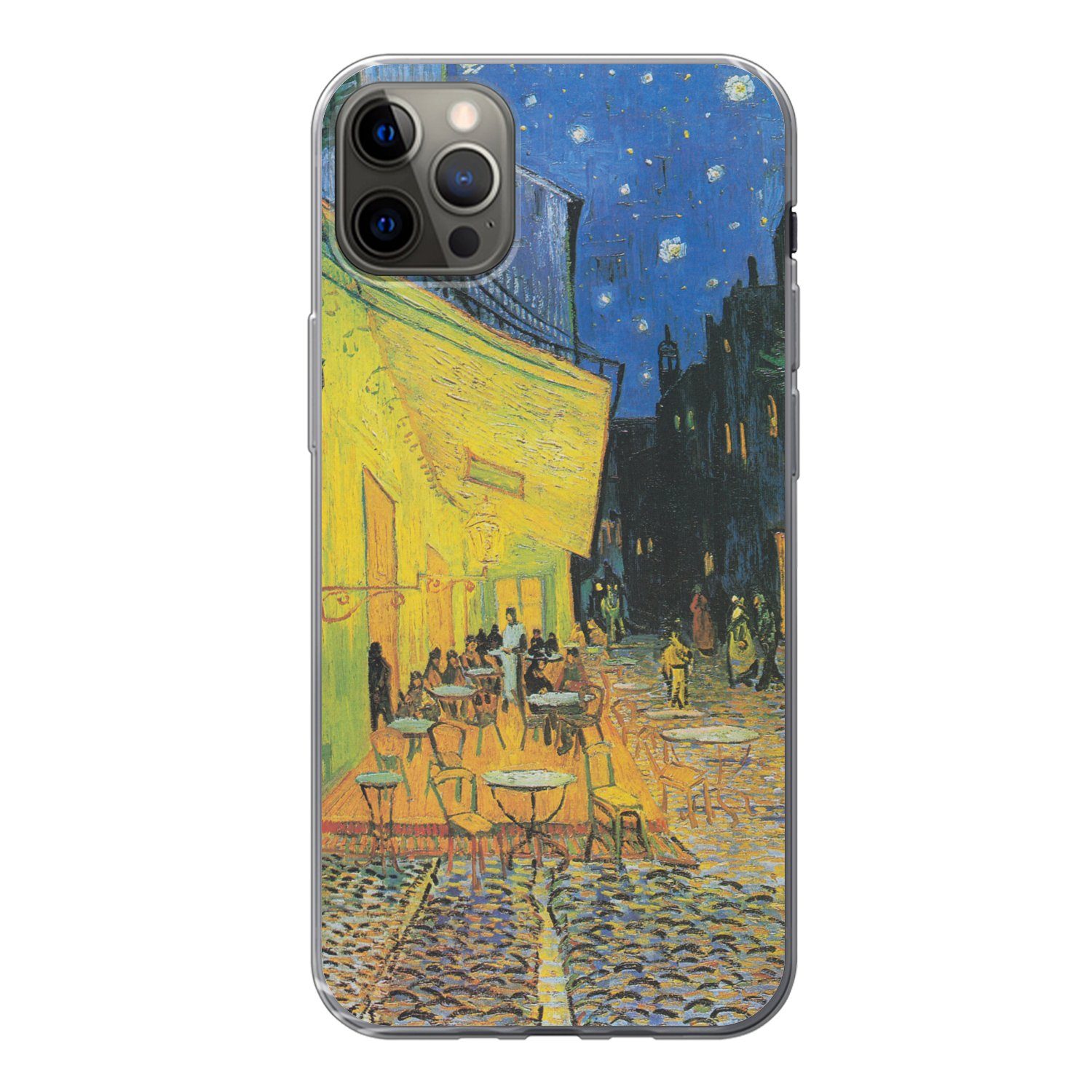 MuchoWow Handyhülle für Apple iPhone 13 Pro Max Caféterrasse bei Nacht - Vincent van Gogh, Smartphone-Bumper, Print, Handy Schutzhülle Dünn