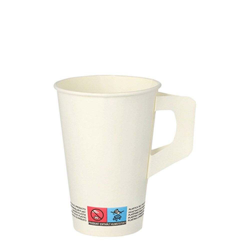Starpak Becher 80 Trinkbecher mit Henkel, Pappe 0,2 l Ø 7 cm · 9,7 cm weiss