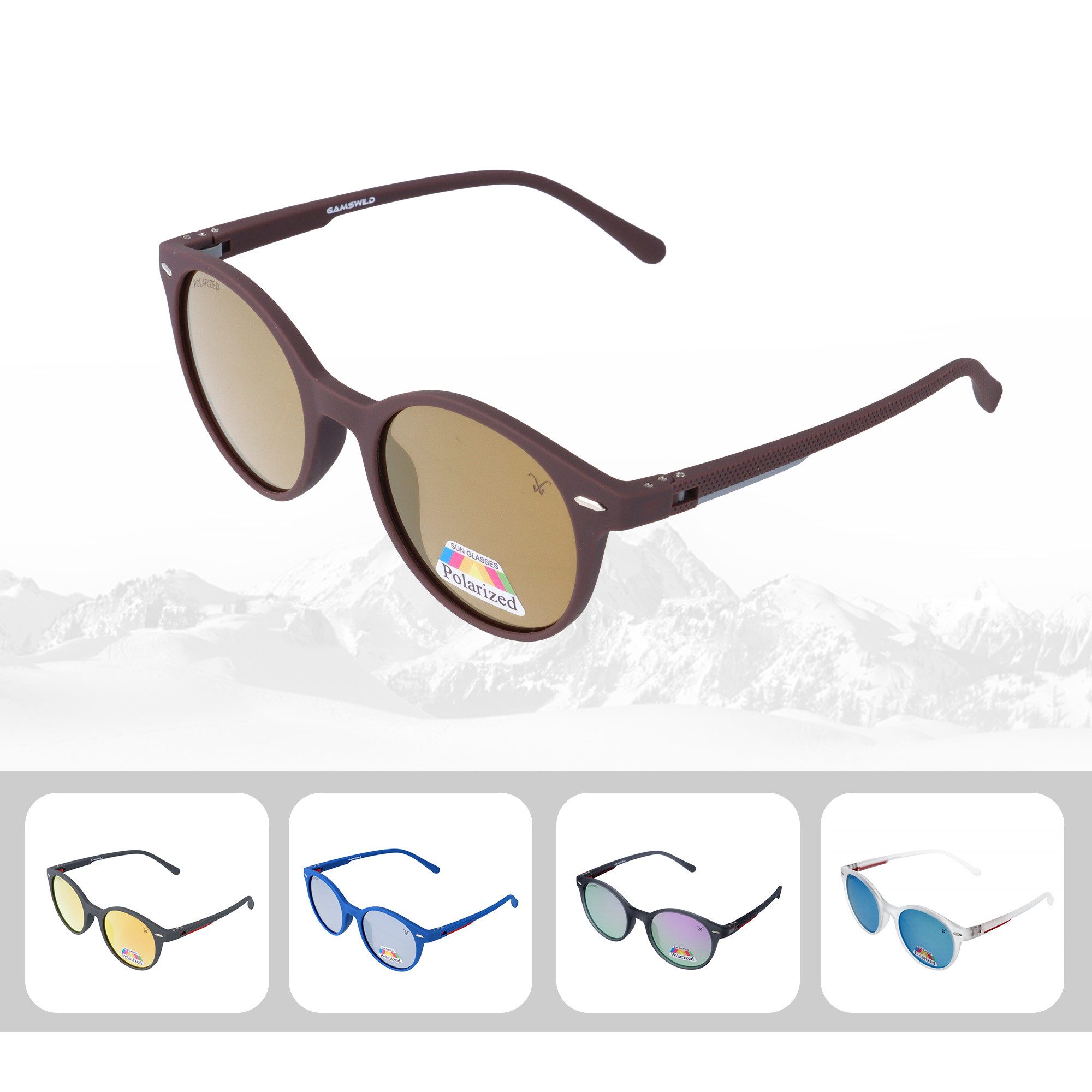 Gamswild Sonnenbrille UV400 GAMSSTYLE Modebrille Softtouch, TR90, Leichtgewicht (17g) Damen Modell WM3031 in klar, braun, lila, blau, rot